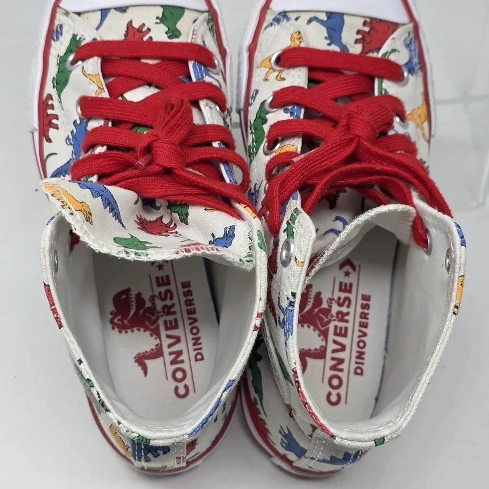 Converse Youth Junior Dinoverse Dinosaur Size 2 Sneaker CTAS Hi Top Shoe Preoned